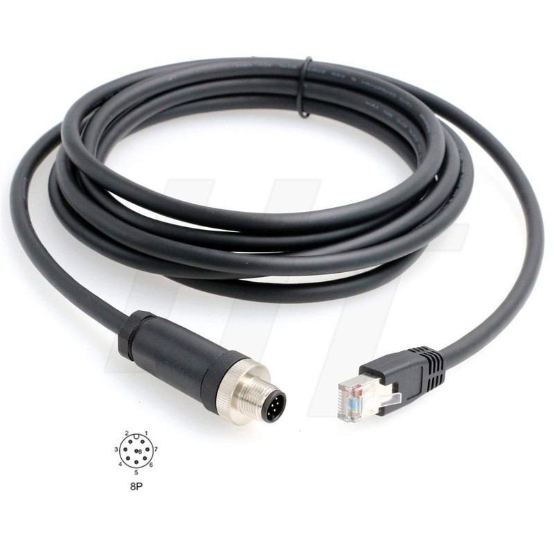 M12 Ethernet 8 Pole ACode RJ45 Cat5e Cable Cognex Industrial Camera 3 Meter
