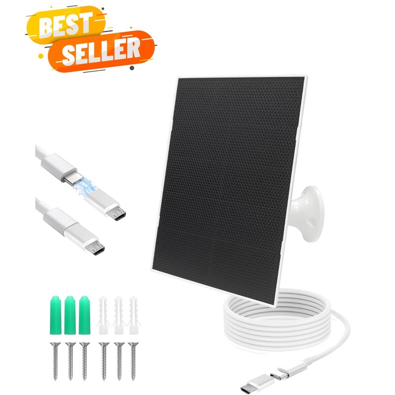4W Solar Panel for Security Camera,Type C&Micro Solar Panel Charger for Recha…