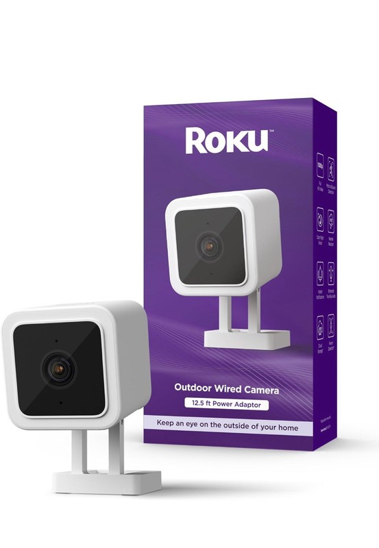 Roku - Outdoor Camera 2024 - Home Security - IP65 Weather Resistant Wired Sec...