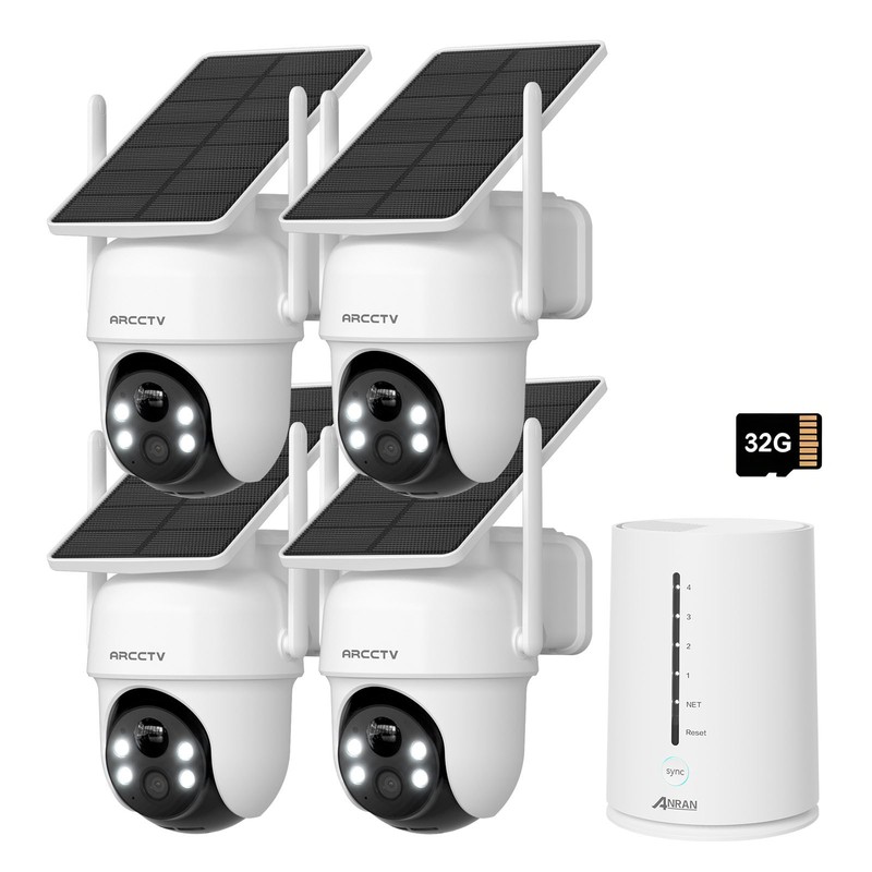 ARCCTV Wireless Security Camera System Battery Solar Powered Pan/Tilt Outdoor IR