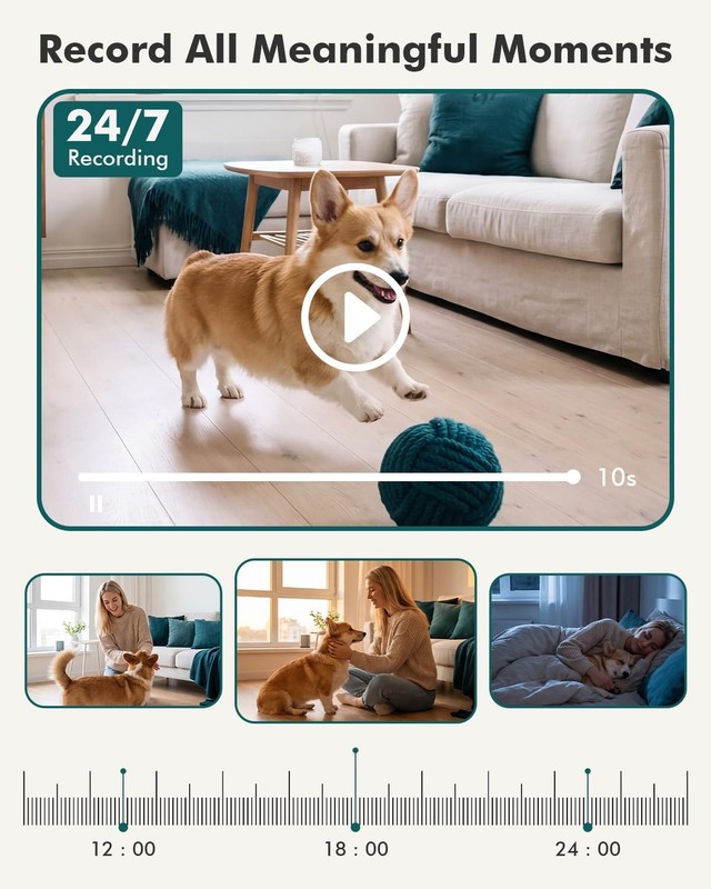 2K Indoor Security Camera 2 Pack, 360 Degree WiFi Pet Camera with Phone App, ... gallery