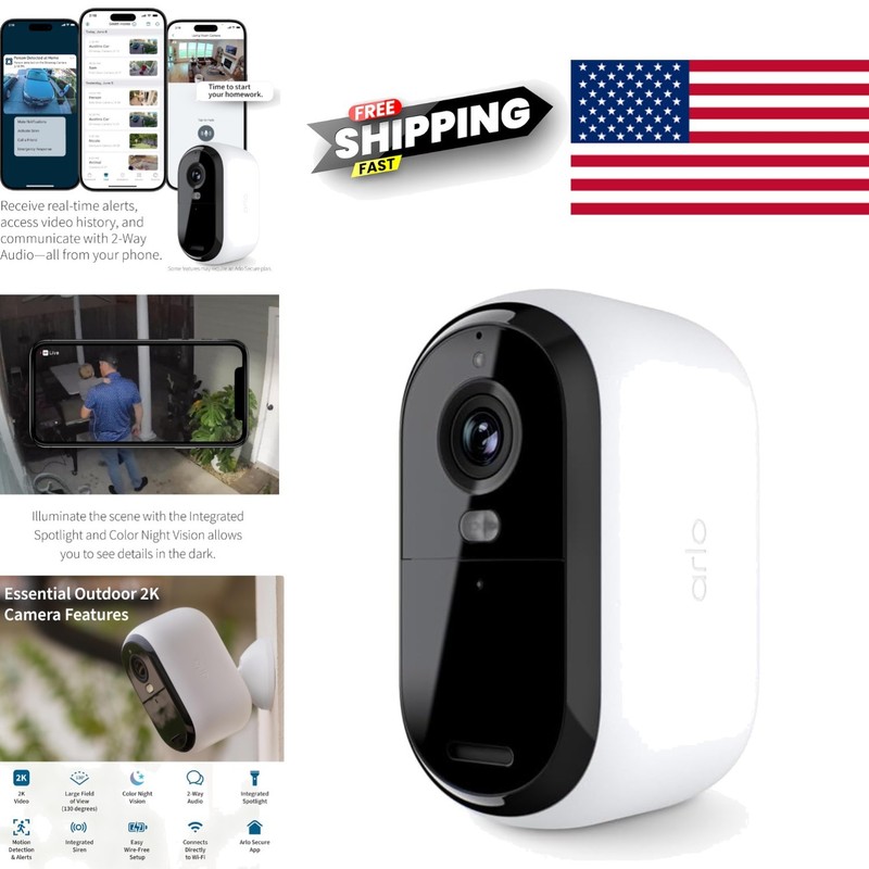 Indoor Outdoor Security Camera 2K Wireless Two Way Audio Motion Detection