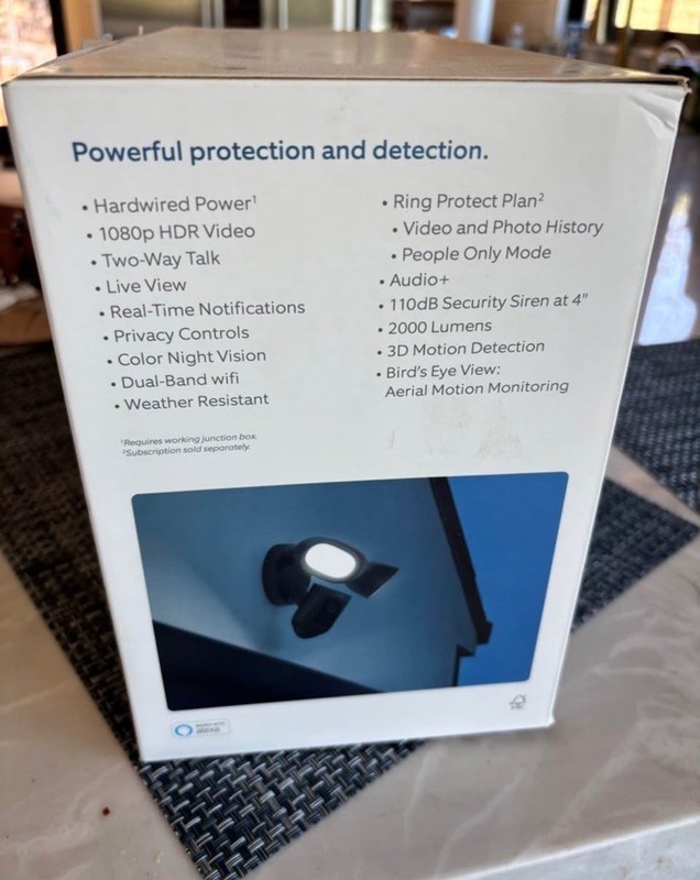 Ring Floodlight Cam Wired Pro Black 1080p HDR Color Night Vision 3D Motion gallery