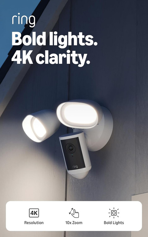 Floodlight Cam Pro, Wired (Newest Model), Home or Business Security, Retinal 4K