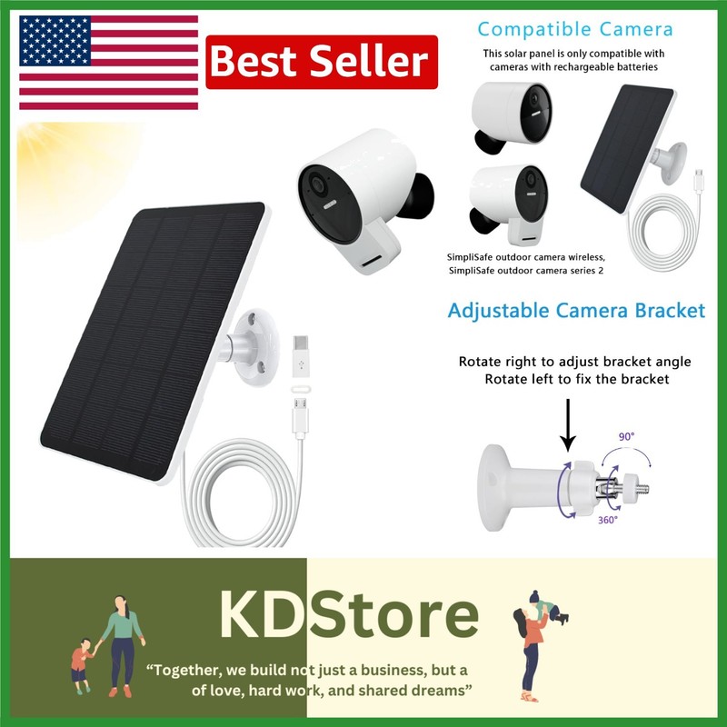 High-Efficiency 4W Solar Panel for SimpliSafe Outdoor Camera Series 2