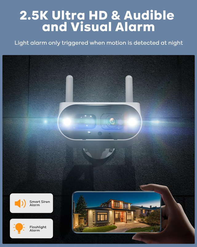 Solar Security Cameras Wireless Outdoor, with 7Inch Touch Monitor NVR 64GB, 4MP/ gallery