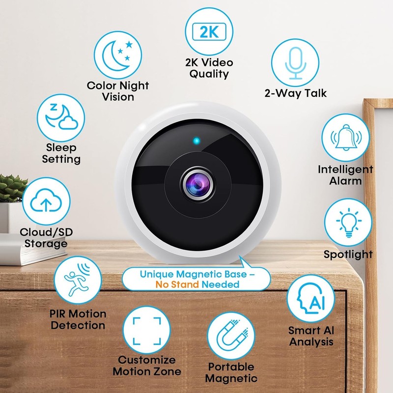2 Pack Wireless Outdoor Security Cameras Magnetic 2K WiFi gallery