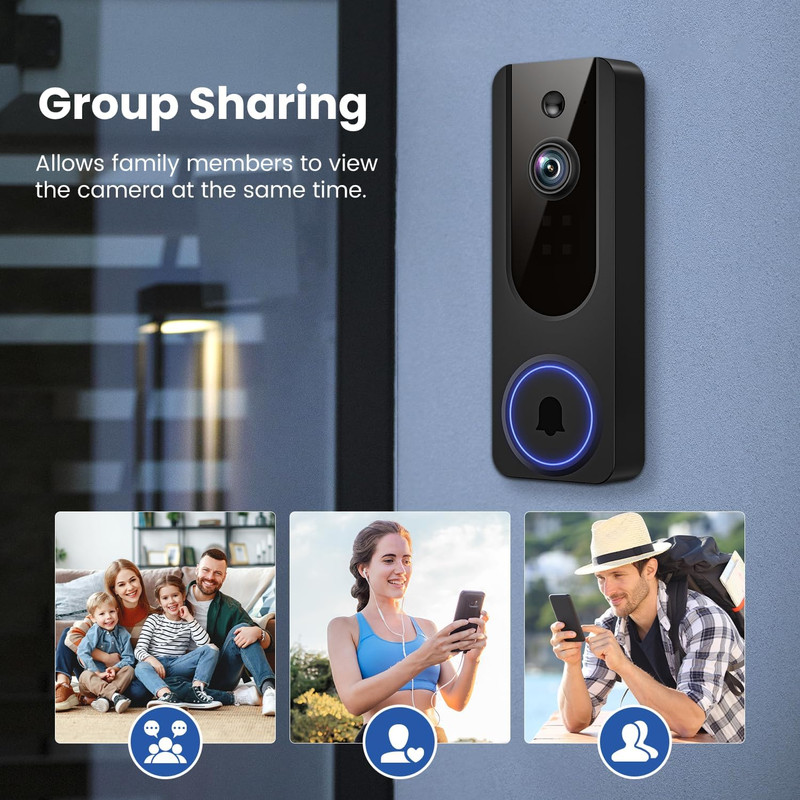 1080P Wifi Video Doorbell Camera Wireless, Battery Powered, AI Human and Motion gallery