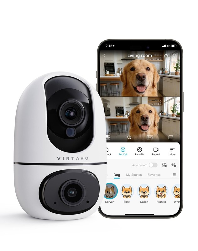 Indoor WiFi Pet Camera for Dogs & Cats - 360° Auto Tracking, 2-Way Audio, Night gallery