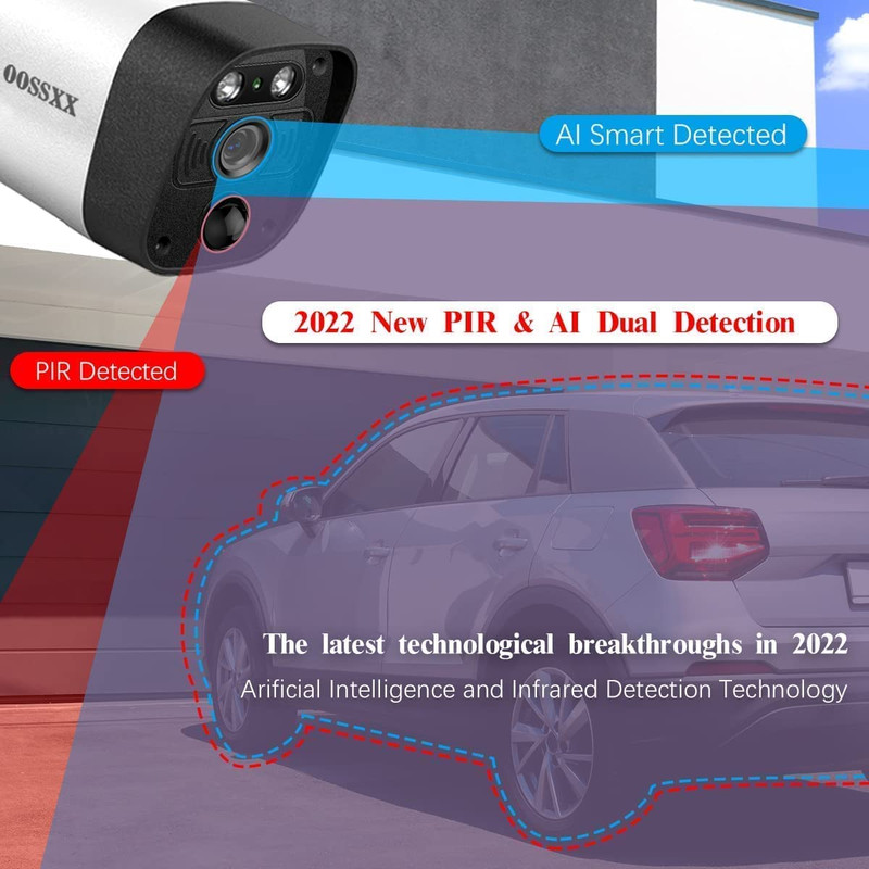 Outdoor Security Camera System, Wireless with Monitor, 2-Way Audio, 3K 5.0MP gallery