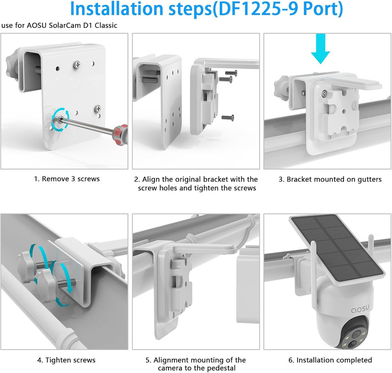 Metal Gutter Mount for AOSU Security Camera Wireless Outdoor (Solarcam D1 Classi gallery