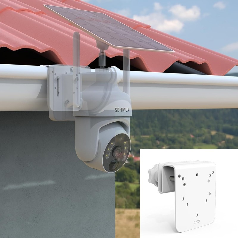 Durable White Gutter Mount Designed for SEHMUA RBX-S73 Solar Security Cameras gallery
