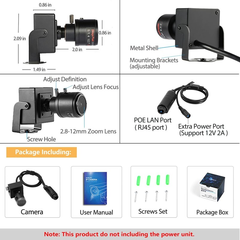 UltraHD 4K (8MP) POE IP Mini ,2.8-12mm Manual Zoom Lens Indoor P2P CCTV IP PO... gallery