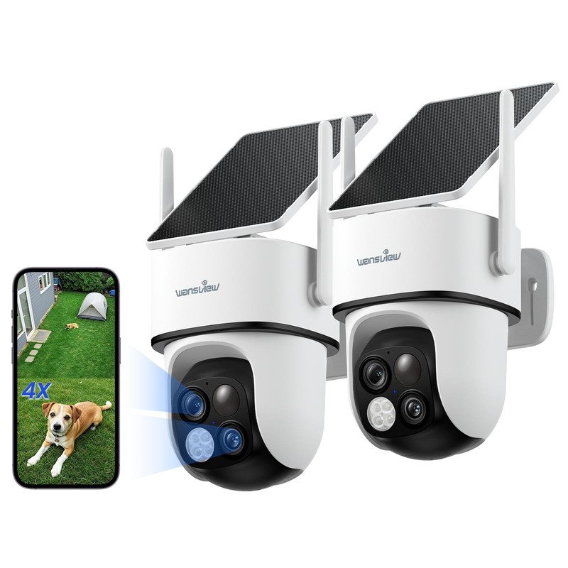 Cameras Wireless Outdoor-2K Dual Lens Home Cameras, 360° View, Solar Panel Ba…