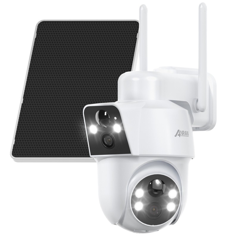 2 Lens 1080P Solar WiFi IP Camera Outdoor Home Security PTZ CCTV Night Vision US