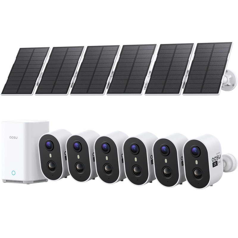 aosu Solar Security Cameras Wireless Outdoor Home System, True 2K HD, Cross-C…