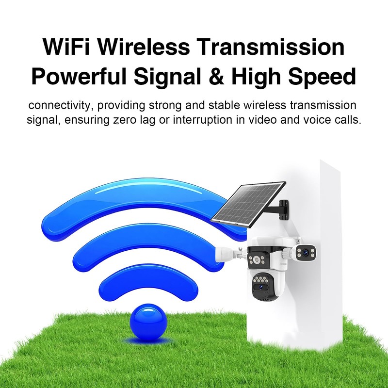 Solar Wireless Triple Lens WiFi PTZ Security Camera, Three Cameras in One, Si... gallery