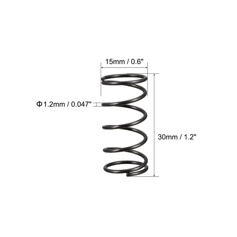 15mm outer diameter 1.2mm wire meter 30mm length compression spring 10pcs gallery