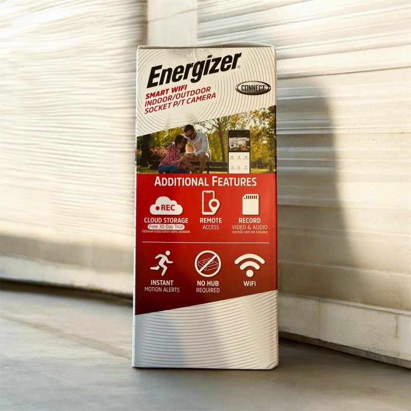 Energizer Connect Smart WiFi Bulb Camera Pan-Tilt 1080p Night Vision Black gallery