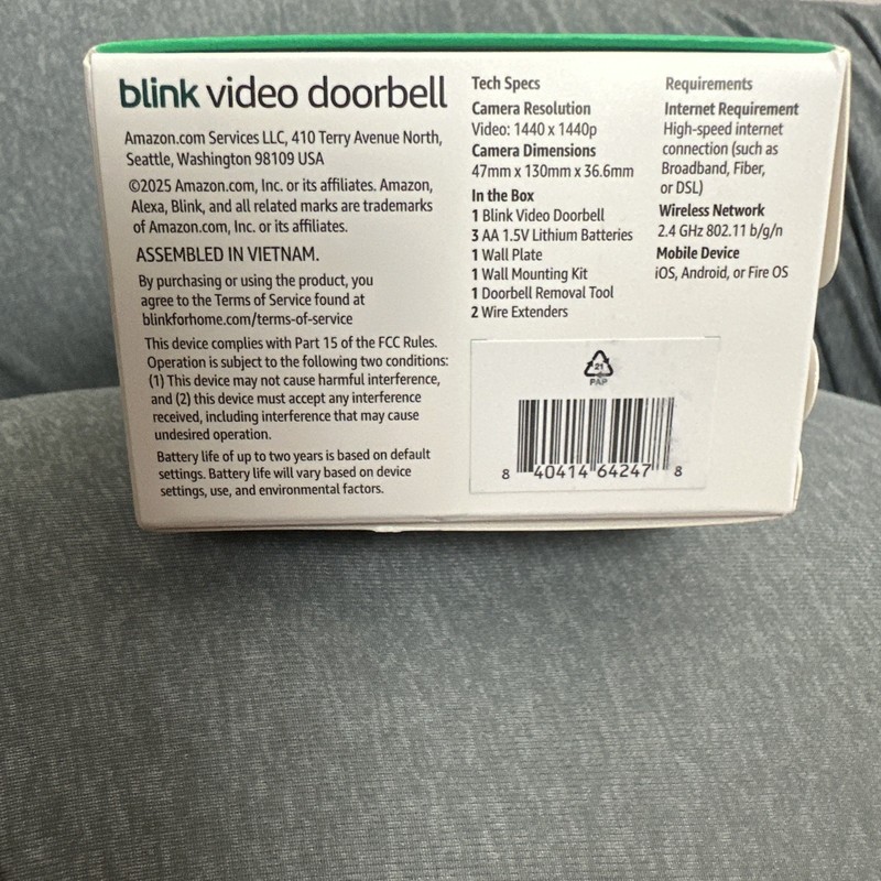Blink Video Doorbell (2nd Generation) Battery Powered - New Sealed gallery