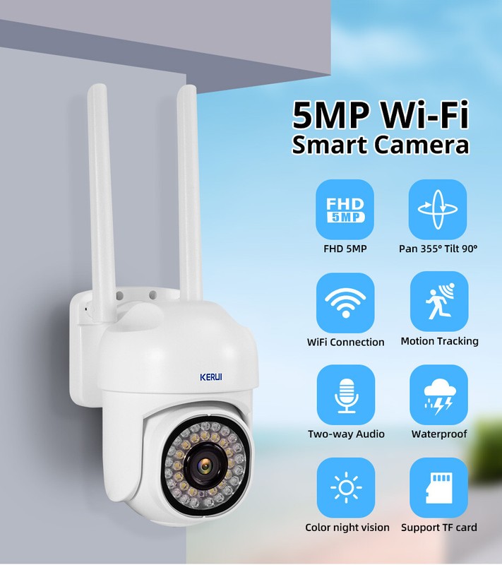 2PCS Wifi Wireless Security Camera System Outdoor Home Night Vision Cam 5MP HD gallery
