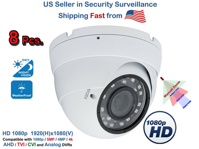8x HD CCTV 1080p Manual Zoom Day Night Vision Indoor Outdoor Security Camera