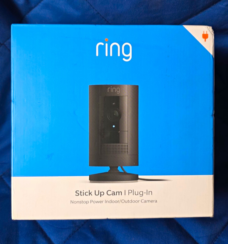 Ring Stick Up Cam Plug-In 1080p Wi-Fi Indoor/Outdoor Black Alexa Weatherproof