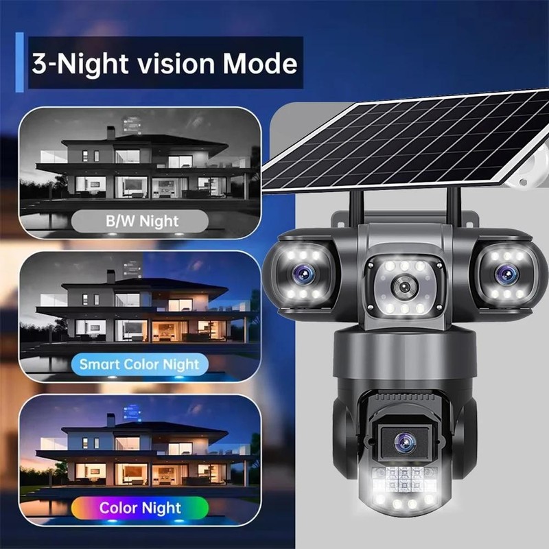 Solar HD Triple-Lens Cam – 4G, Night Vision, AOV Surveillance gallery