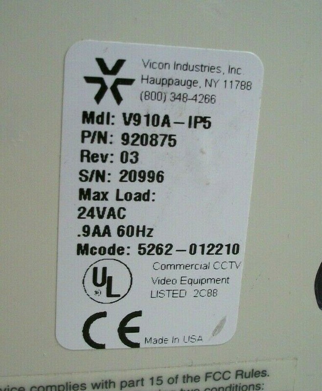 Vicon V910A-IP5 Dome Security Camera 920875 Roughneck gallery