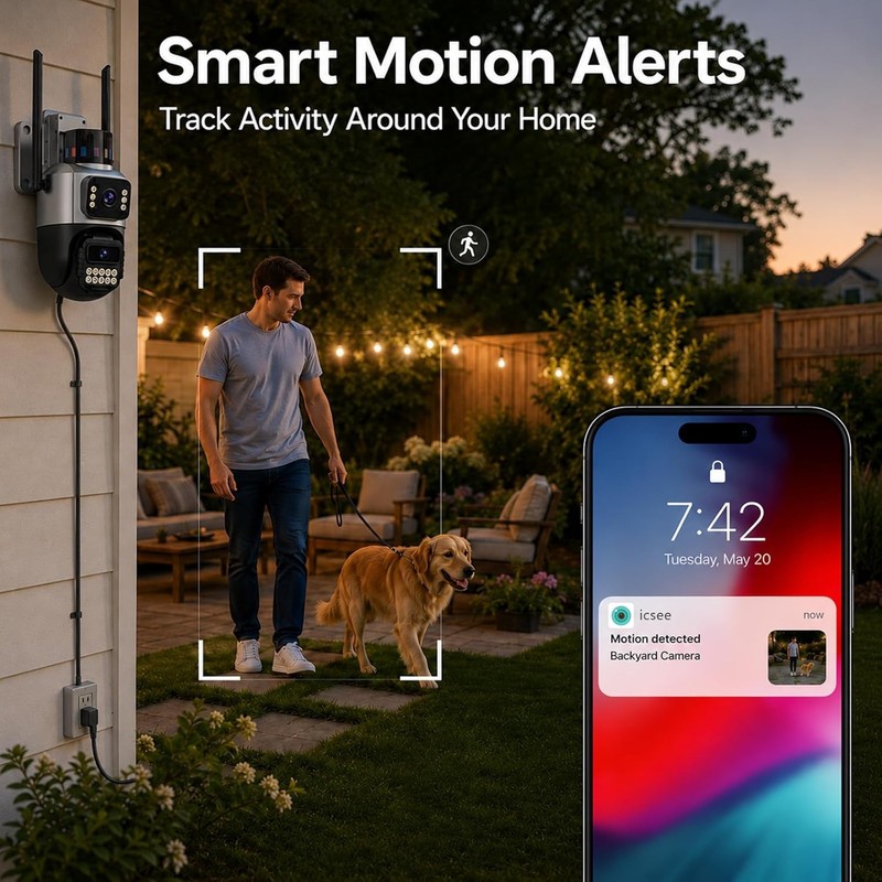 6MP Outdoor Security Camera Dual Lens PTZ 5G WiFi Surveillance gallery