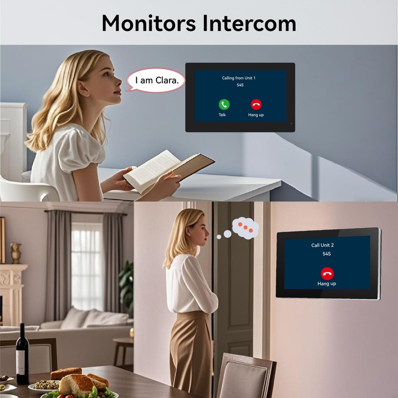 Smart Home Video Intercom System,Wired Video Doorbell with 2X 7-inch Touch Sc... gallery