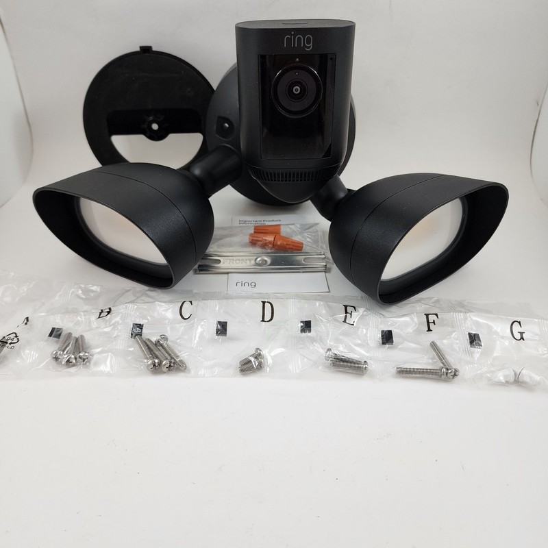 Ring 5B28S4 Floodlight Cam Wired Pro 3D Motion Detection Black Audio+ READ
