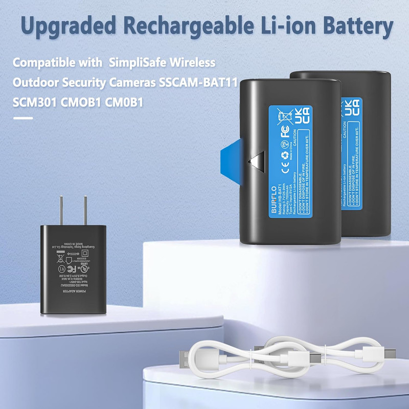 2-Pack Rechargeable Battery for Simplisafe Wireless Outdoor Security Cameras,Upg gallery
