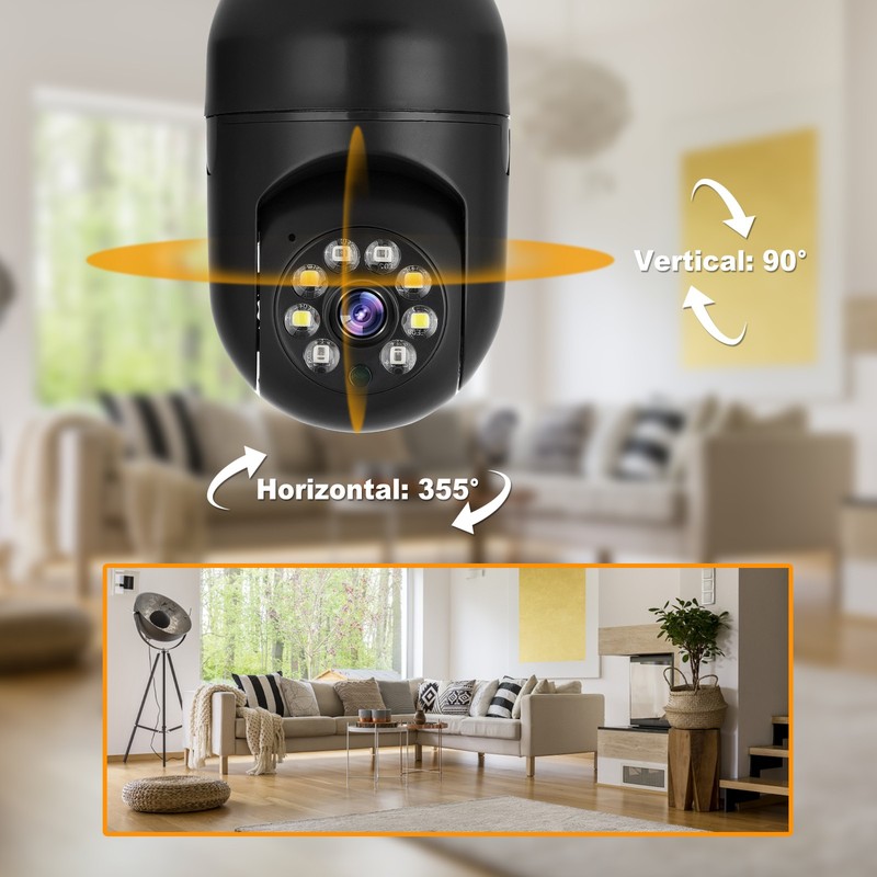 360 Degree HD 1MP Camera Smart Home Black Bulb Dome Camera Surveillance Security gallery