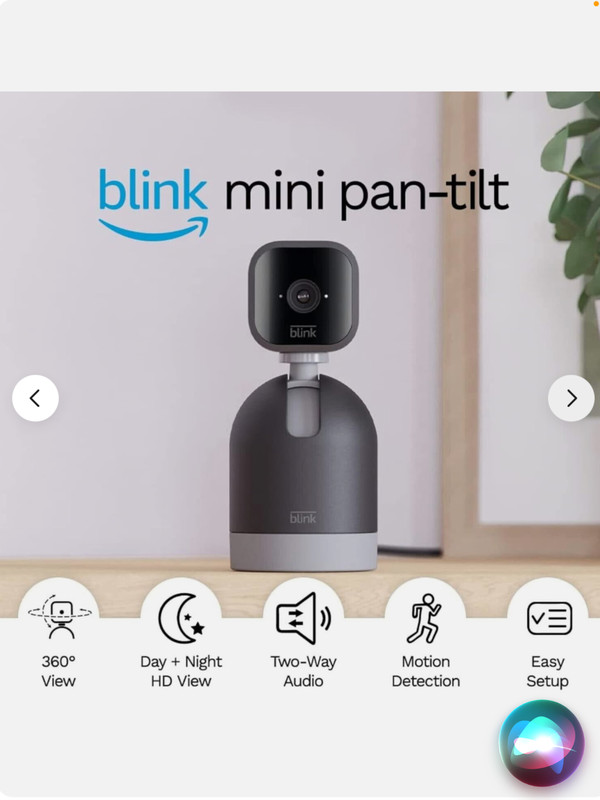 Blink Mini Pan-Tilt Rotating HD Indoor Wired Smart Security Camera 2-Way Audio