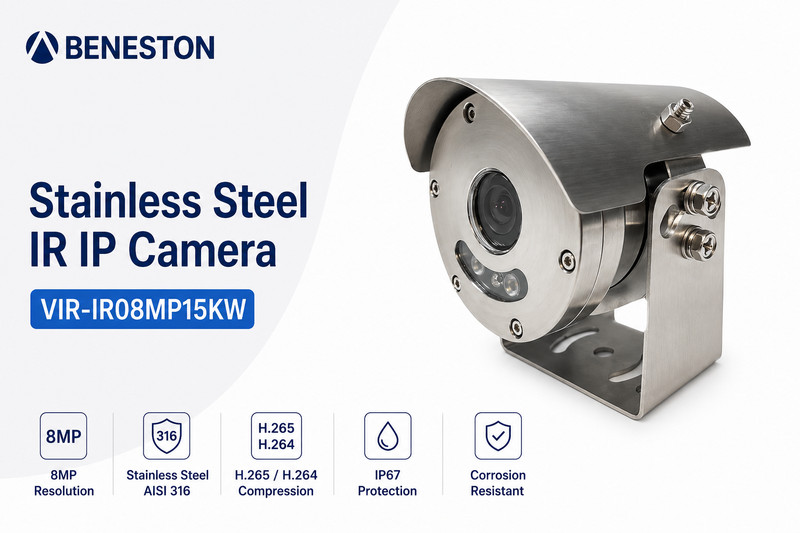 BENESTON 4K (8MP) Stainless Steel IR Camera / 3840x2160 Outdoor, IP66 H.265