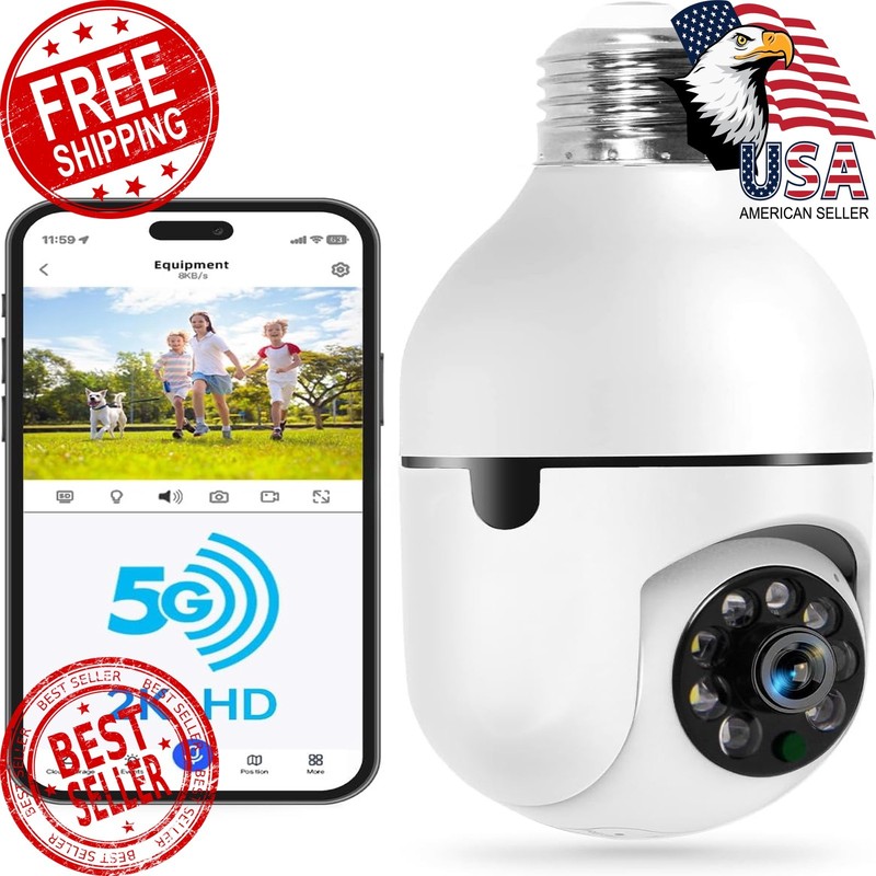 WESECUU Bulb Security Camera 2K White 1-Pack