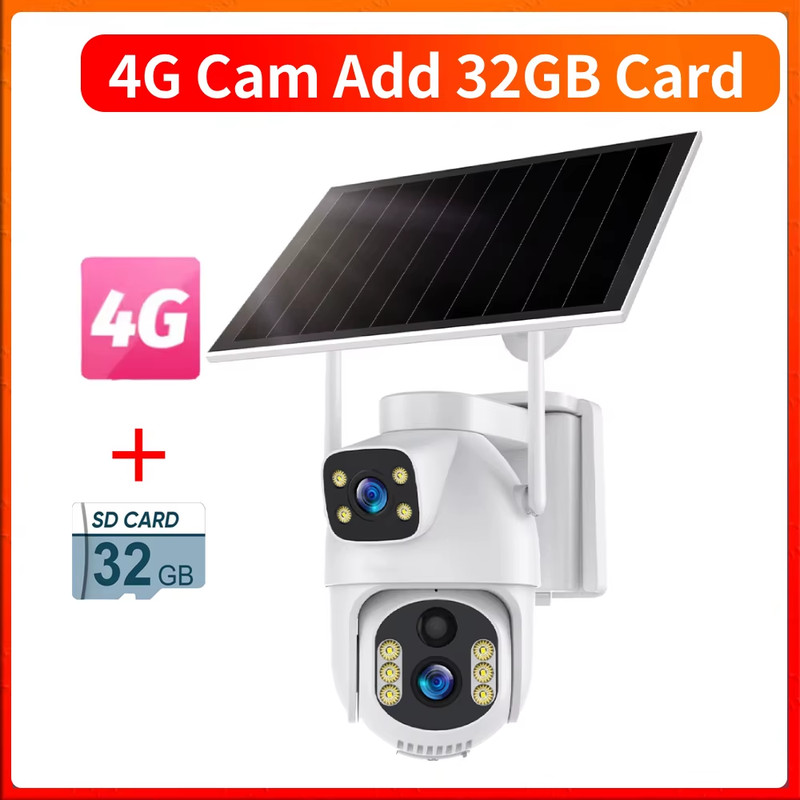 4G LTE Solar Camera Dual Screens Outdoor Surveillance Camera Security Protection gallery