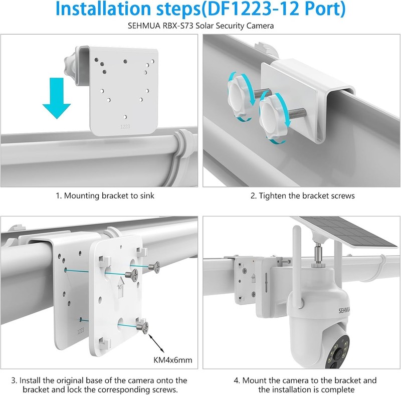 Durable White Gutter Mount Designed for SEHMUA RBX-S73 Solar Security Cameras gallery