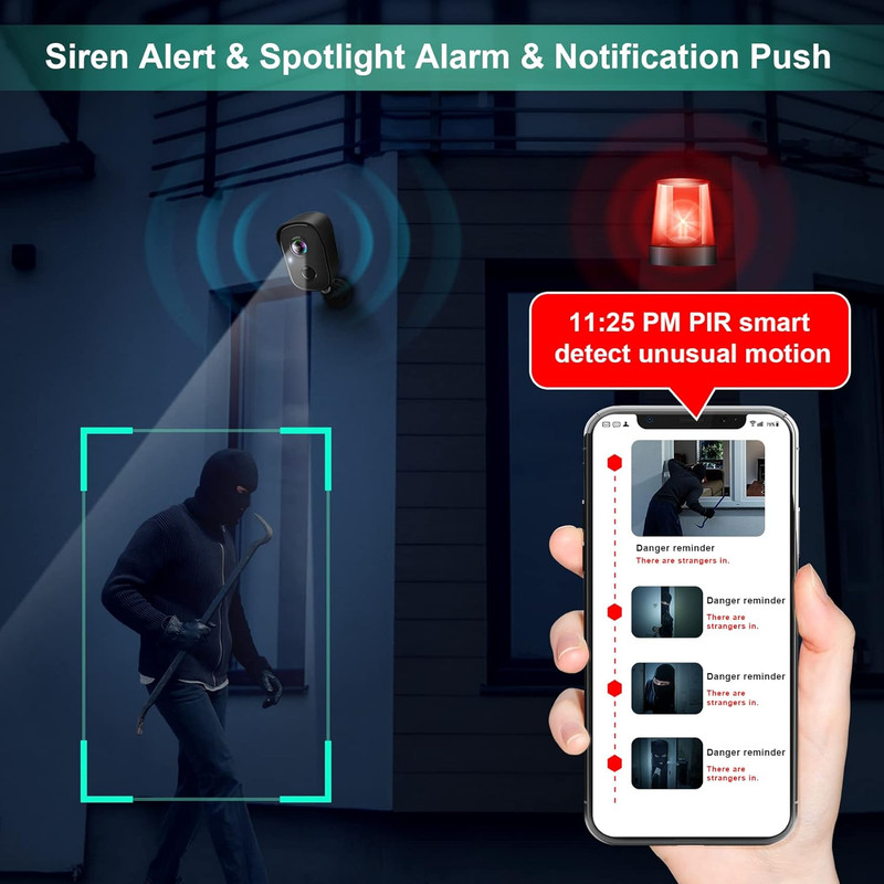 Security Cameras Wireless Outdoor, 2K Battery Powered AI Motion Detection Spotli gallery