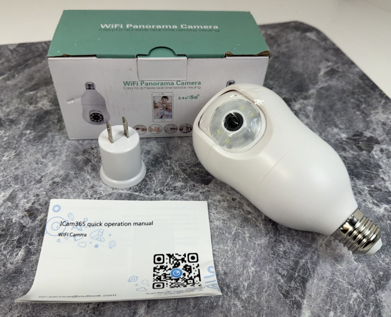WiFi Panorama Camera 360° Light Bulb Security Camera 2.4/5G NEW OPEN BOX