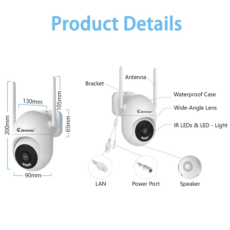 Jennov Wireless Security Camera Smart Night Vision Outdoor 2.4/5 G WiFi Cameras gallery