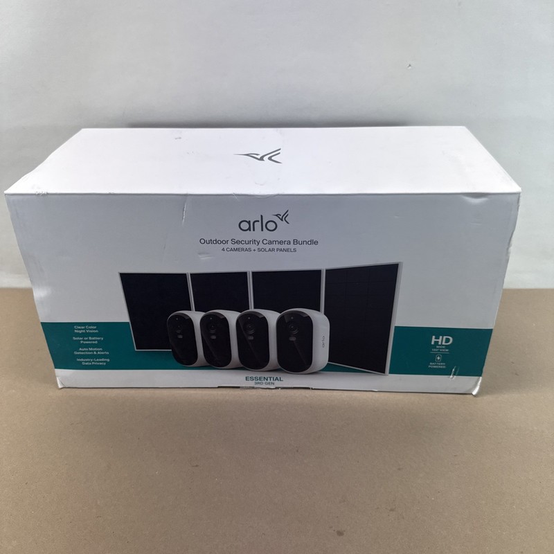 Arlo Essential (3rd Gen) HD Outdoor Security Cameras w/ Solar Panels, 4pk gallery