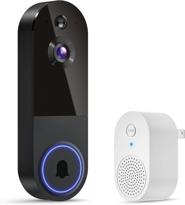 Wireless Video Doorbell Camera with Receiver, AI Human Detection, 2-Way Talk, Ni gallery