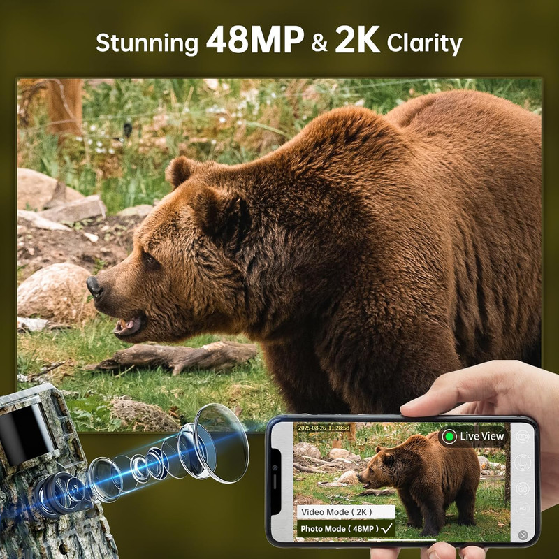Cellular Trail Cameras with 48MP Photo 2K Live Streaming,Solar Powered,Deer Cam gallery