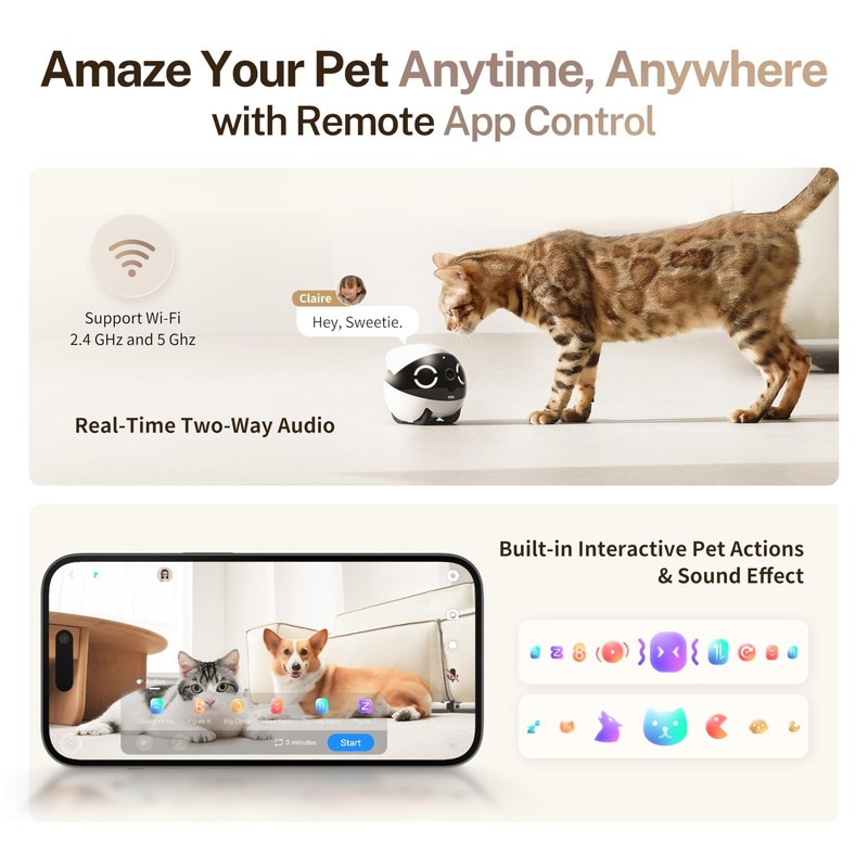 ROLA Mini FamilyBot 2K Pet Camera Robot: Movable Indoor Camera Battery-Powere... gallery