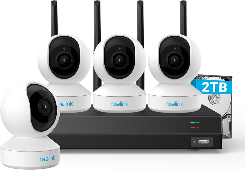 Wireless Security Camera System, 4Pcs E1 2K Indoor Wifi Camera for Home Security