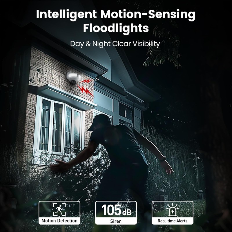Floodlight Camera Wired, 3K UHD Security Camera Outdoor, 360° Coverage Survei... gallery