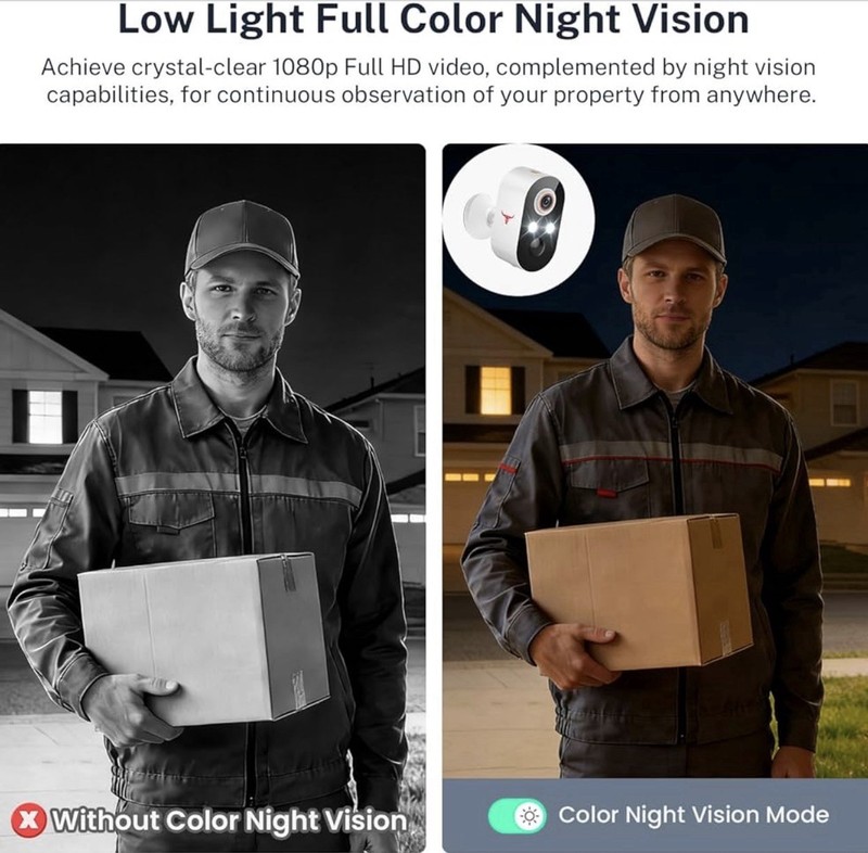 Wireless Bullet Security Camera 1080p Night Vision Two-Way Audio AI Cloud gallery