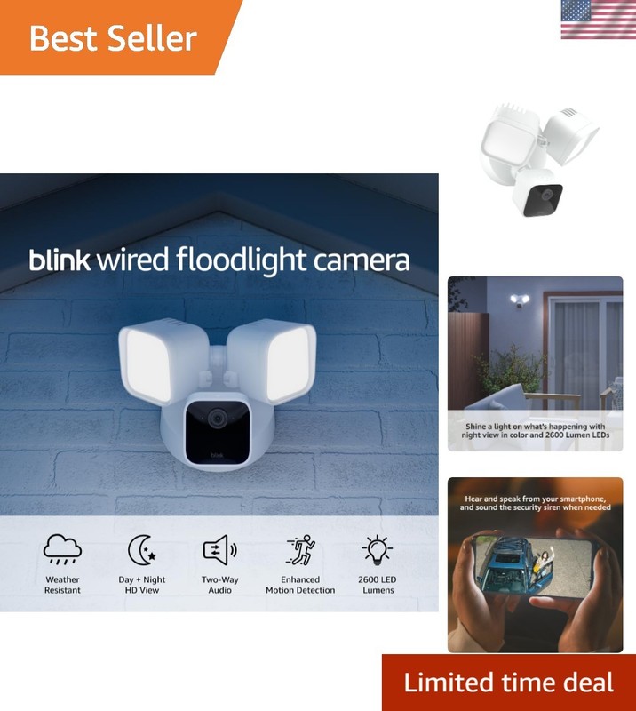 Advanced Wired Floodlight Camera – Built-In Siren and Night Vision Capabilities